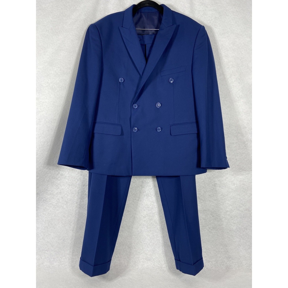 Alain Dupetit 2PC Suit Men's Size 44S Blue Double Breasted